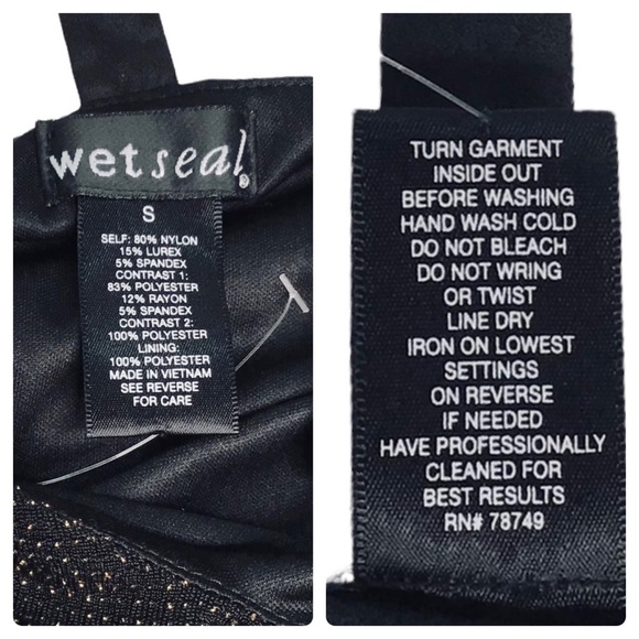 WET SEAL - Metallic Sparkle T-Bar Mini Dress Size S - Black with Gold Metallic - Picture 7 of 14